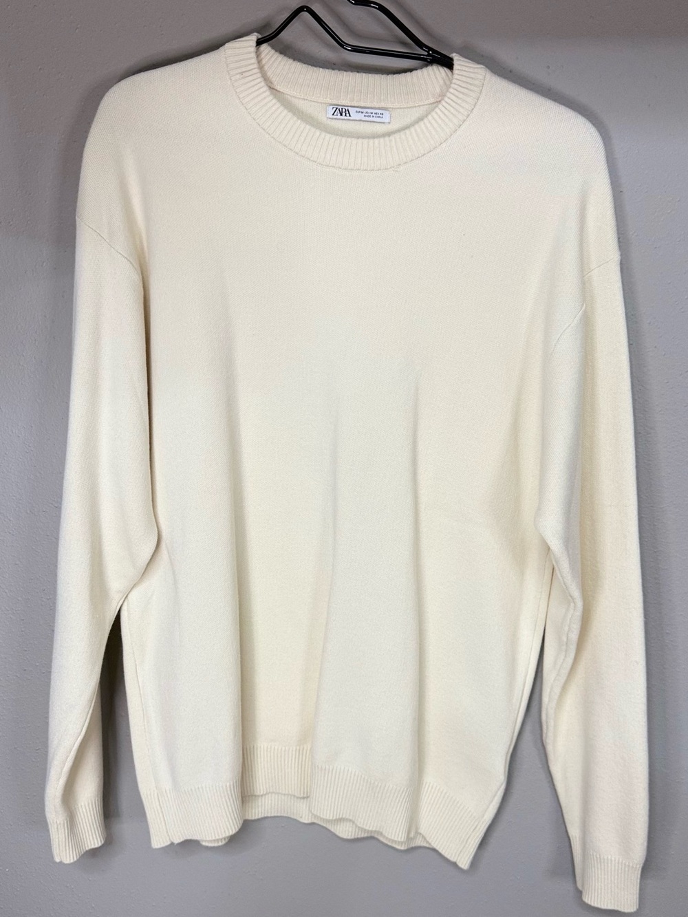 Zara Men Cream Crewneck Knit Sweater